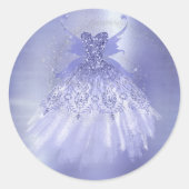 Fairy Wing Lavender Gown | Paarse iriserende glans Ronde Sticker (Voorkant)
