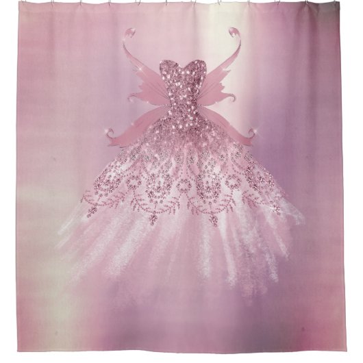 Fairy Wing Mauve Gown | Luxe Dusty Pink Sheen Douchegordijn (Voorkant)