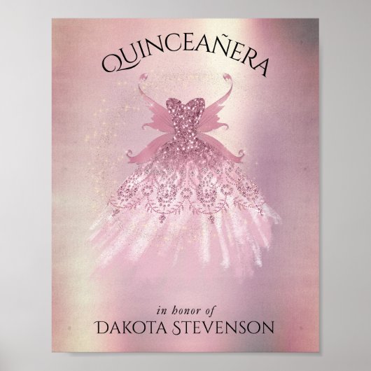 Fairy Wing Mauve Gown | Luxe Dusty Pink Sheen Poster (Voorkant)