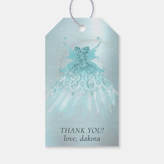 Fairy Wing Mint Gown | Luxe Green Pearl Dank u Cadeaulabel (Achterkant)
