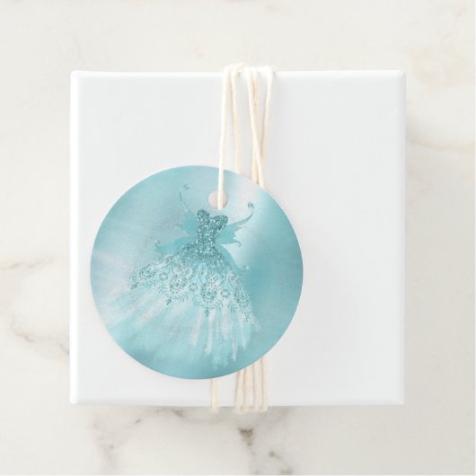Fairy Wing Mint Gown | Luxe Pearl Green Aqua Sheen Bedankjes Labels (In situ)