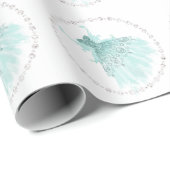 Fairy Wing Mint Gown | Luxe Pearl Green Aqua Sheen Cadeaupapier (Rol Hoek)