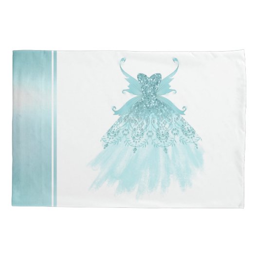 Fairy Wing Mint Gown | Luxe Pearl Green Aqua Sheen Kussensloop (Achterkant)