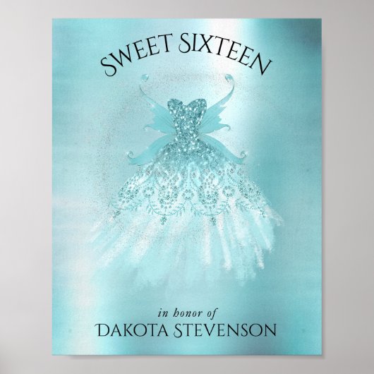 Fairy Wing Mint Gown | Luxe Pearl Green Aqua Sheen Poster (Voorkant)