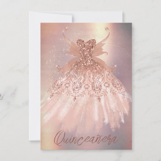 Fairy Wing Roos Gold Gown | Terracotta Coral Sheen Kaart (Voorkant)