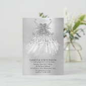 Fairy Wing Silver Gown | Platinum Folie Faux Sheen Kaart (Staand voorkant)