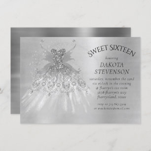 Fairy Wing Silver Gown   Platinum Folie Faux Sheen Kaart