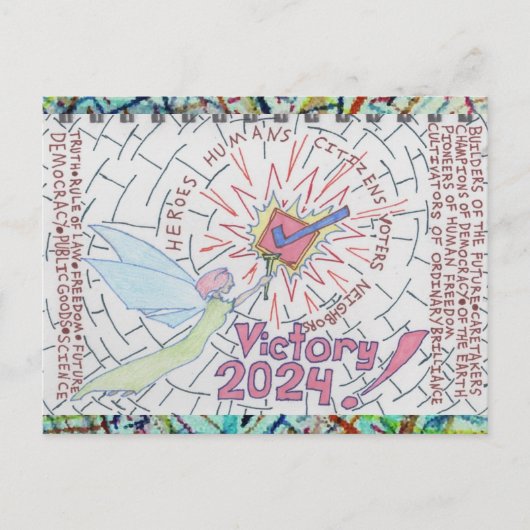 Fairy/Winged Victory 24 Voters Checkmark Starburst Briefkaart (Voorkant)