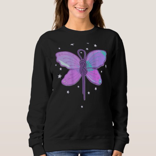 Fairy Wings Paarse Rope Knot Cute Climate Mou Trui (Voorkant)
