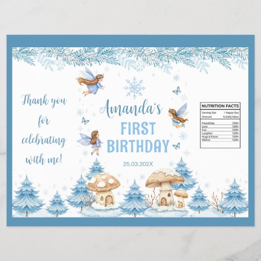 Fairy Winter Garden Verjaardag Chip Bag Wrapper Flyer (Voorkant)