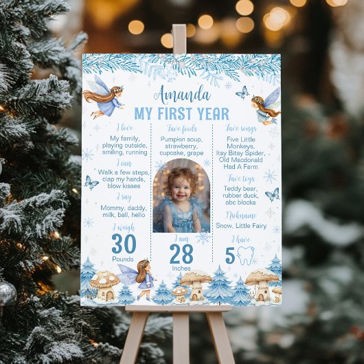 Fairy Winter Wonderland Eerste jaar Foto Mijlpaal Poster