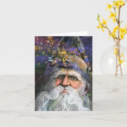 Fairy Wizard Fantasy Art Wenskaart Kaart (Gele Bloem)