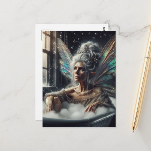 Fairy Woman Bathing Briefkaart (Voorkant / Achterkant in situ)