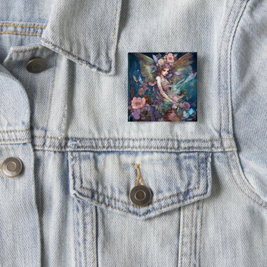Fairy Woman Fantasy Art Vierkante Button 5,1 Cm (In situ)