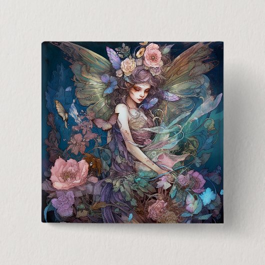 Fairy Woman Fantasy Art Vierkante Button 5,1 Cm (Voorkant)