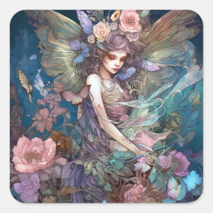 Fairy Woman Fantasy Art Vierkante Sticker