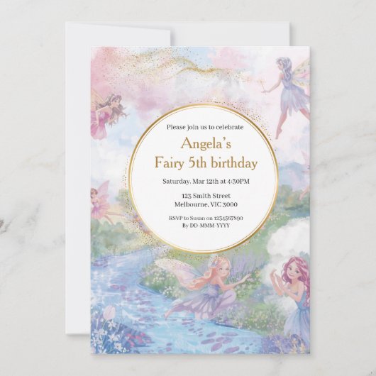 Fairy Wonderland Birthday Girls Kaart (Voorkant)
