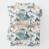 Fairy Woodland Animals Blue Inpakpapier Vel (In situ)