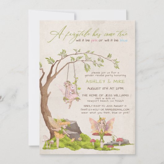 Fairy Woodland Baby Gender Reopenbaart Shower Kaart (Voorkant)