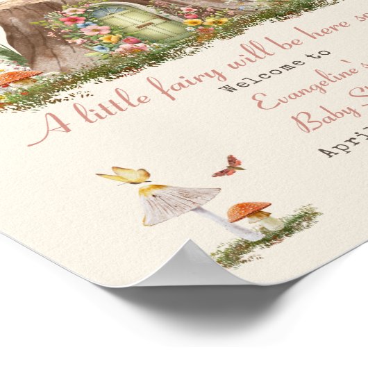Fairy Woodland Girl Baby shower Welkom Poster (Hoek)