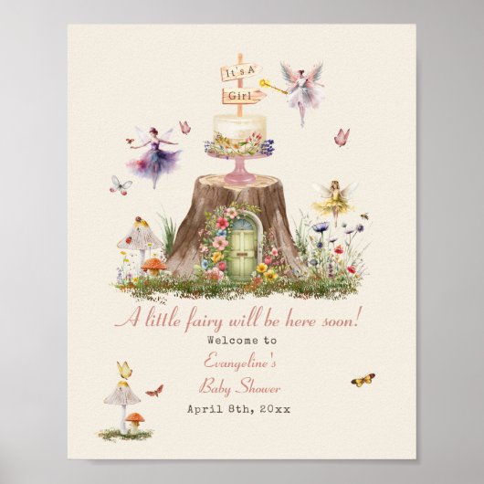 Fairy Woodland Girl Baby shower Welkom Poster (Voorkant)