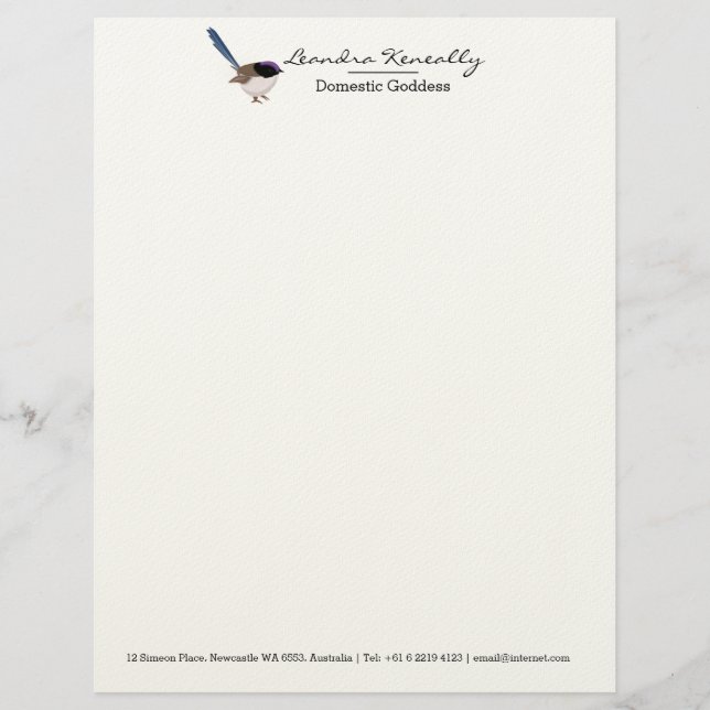 Fairy Wren Briefhoofd (Voorkant)