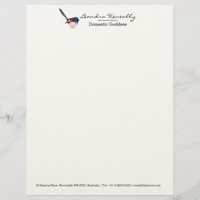 Fairy Wren Briefhoofd (Voorkant)