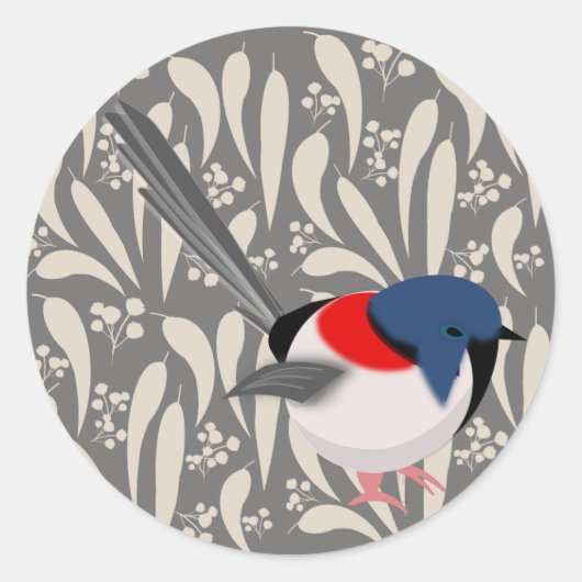 Fairy Wren Ronde Sticker (Voorkant)