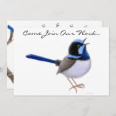 Fairy Wren Songbird Party Invitation Kaart (Voorkant / Achterkant)