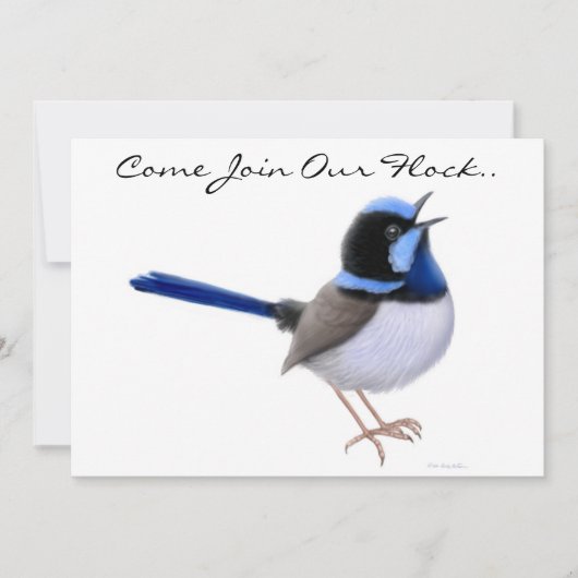 Fairy Wren Zangvogels Feest Uitnodiging (Voorkant)