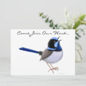 Fairy Wren Zangvogels Feest Uitnodiging (Staand voorkant)