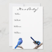 Fairy Wren Zangvogels Feest Uitnodiging (Achterkant)