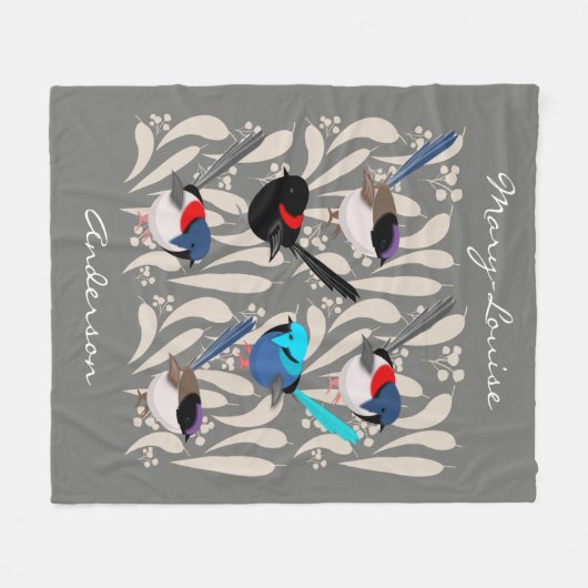 Fairy Wrens Fleece Deken (Voorkant (Horizontaal))