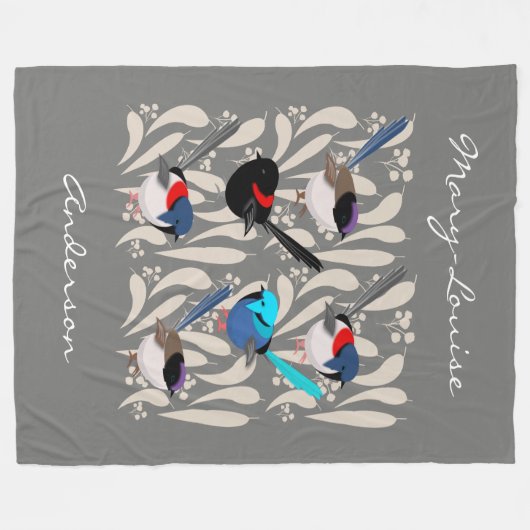 Fairy Wrens Fleece Deken (Voorkant (Horizontaal))