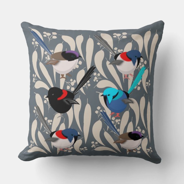 Fairy Wrens Kussen (Voorkant)