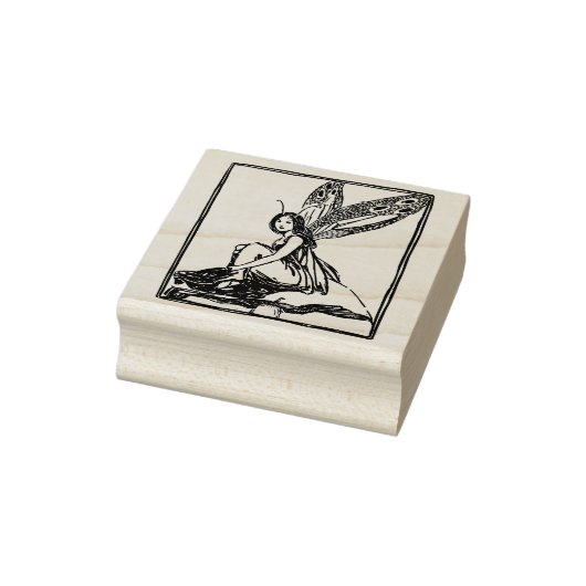 Fairy zitten op een paddenstoel rubberstempel (Stempel)