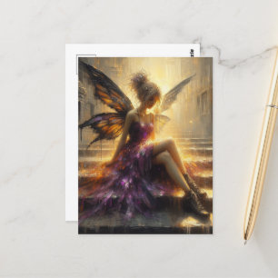Fairy zitten op stappen briefkaart