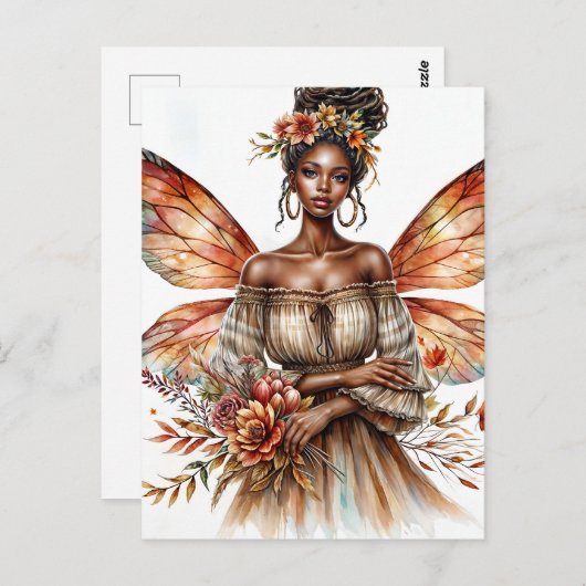 Fairy zwarte vrouw met een verloren Waterverf Briefkaart (Voorkant / Achterkant)