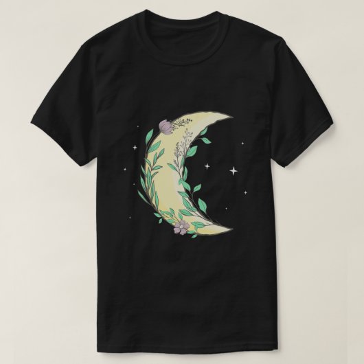Fairycore Aesthetic Crescent Moon Phase Flowers T-shirt (Design voorkant)