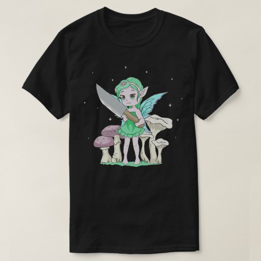 Fairycore Aesthetic Kawaii Fairy Holding A Knife C T-shirt (Design voorkant)