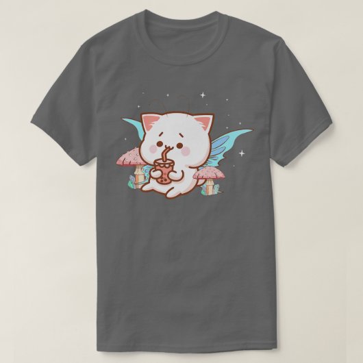 Fairycore Aesthetische Fairy Kawaii Cat Drink Bubb T-shirt (Design voorkant)