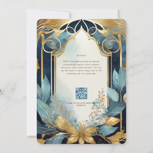 FAIRYCORE BRUILOFT UITNODIGING SPROOKJE BLAUWGROEN (Achterkant)