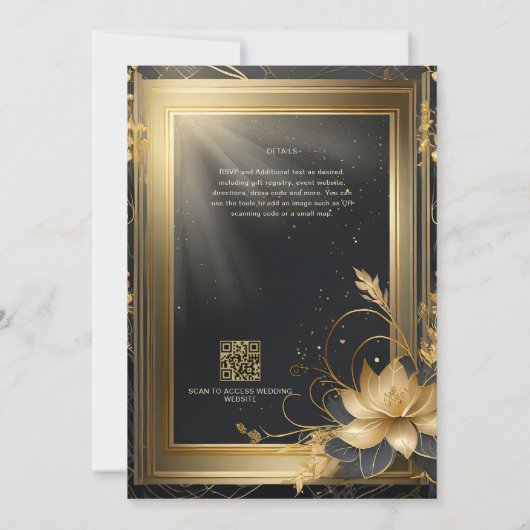 FAIRYCORE BRUILOFT UITNODIGINGEN SPROOKJE ZWART GO (Achterkant)