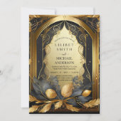 FAIRYCORE BRUILOFT UITNODIGINGEN SPROOKJE ZWART GO (Voorkant)