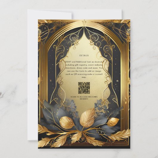 FAIRYCORE BRUILOFT UITNODIGINGEN SPROOKJE ZWART GO (Achterkant)