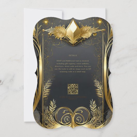 FAIRYCORE BRUILOFT UITNODIGINGEN SPROOKJE ZWART GO (Achterkant)