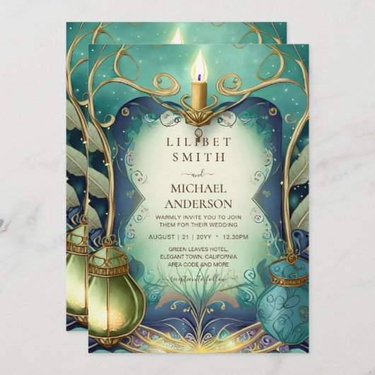 FAIRYCORE BRUILOFT UITNODIGINGEN STORYBOOK FAIRYTA (Voorkant / Achterkant)