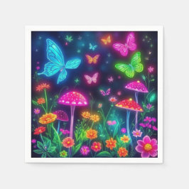 Fairycore-Butterflies Bloemen en Paddestoelen Servet