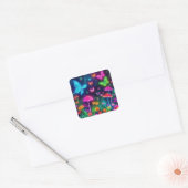 Fairycore-Butterflies Bloemen en Paddestoelen Vierkante Sticker (Envelop)