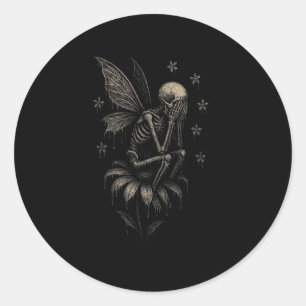 Fairycore Emo Gothic T-shirt Sad Crying Skeleton F Ronde Sticker